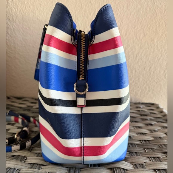 Kate Spade New York Striped Crossbody Satchel Tote Bag - Red White & Blue - Picture 4 of 15